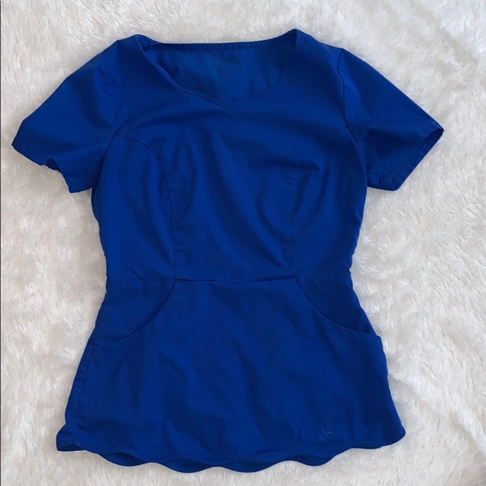 Jaannu peplum scrub top in Royal Blue